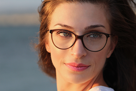 woman glasses beach